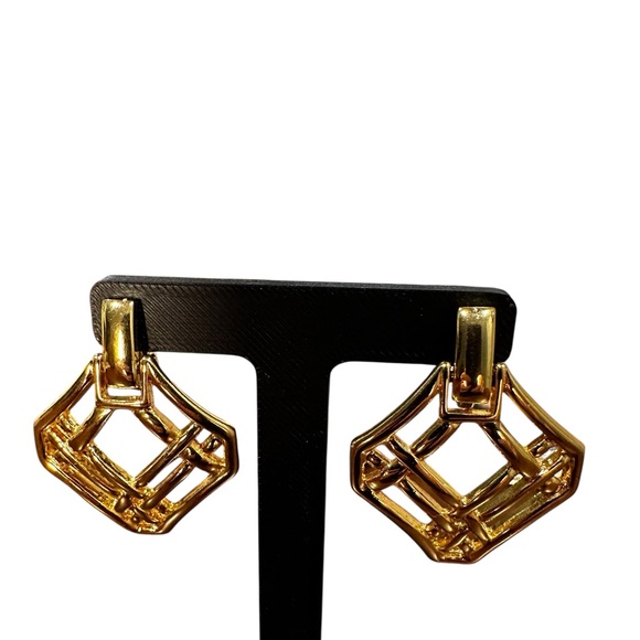 Monet Jewelry - Vintage Monet Gold Tone Geometric Clip-On Earrings